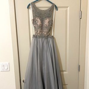 Gray beaded formal dress